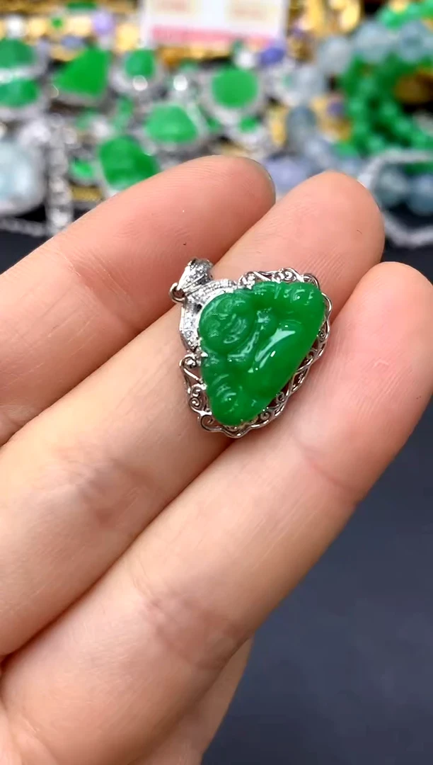 颈饰18K金镶嵌翡翠314-中国好珍宝