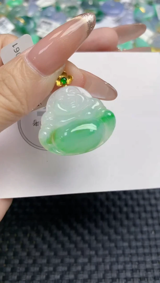 颈饰18K金镶嵌翡翠天然缅甸A货翡翠百元以上9元证书费自理