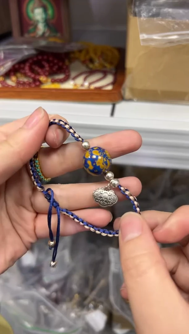 【闪购商品】蓝大漆圆珠编制款手绳[0761]