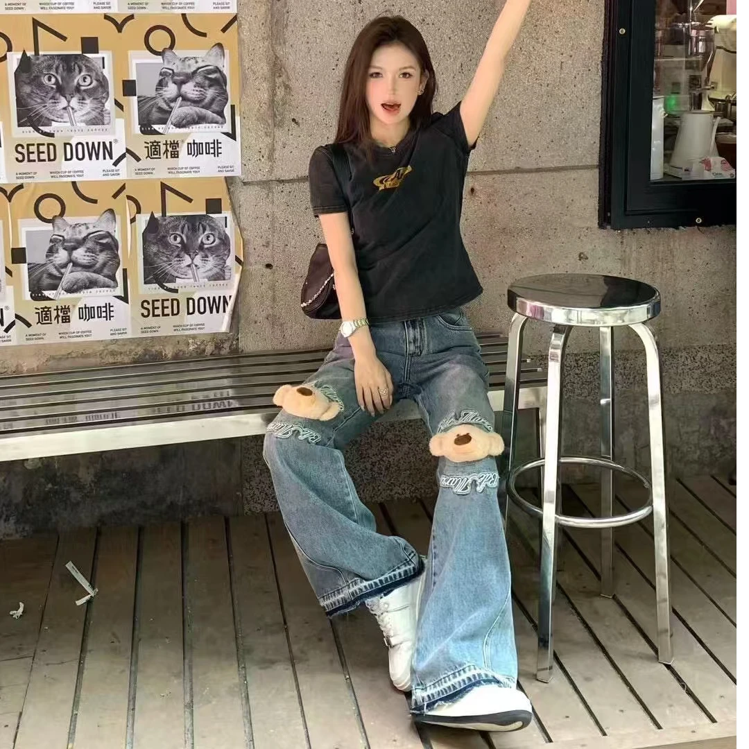 小众设计师小熊牛仔裤