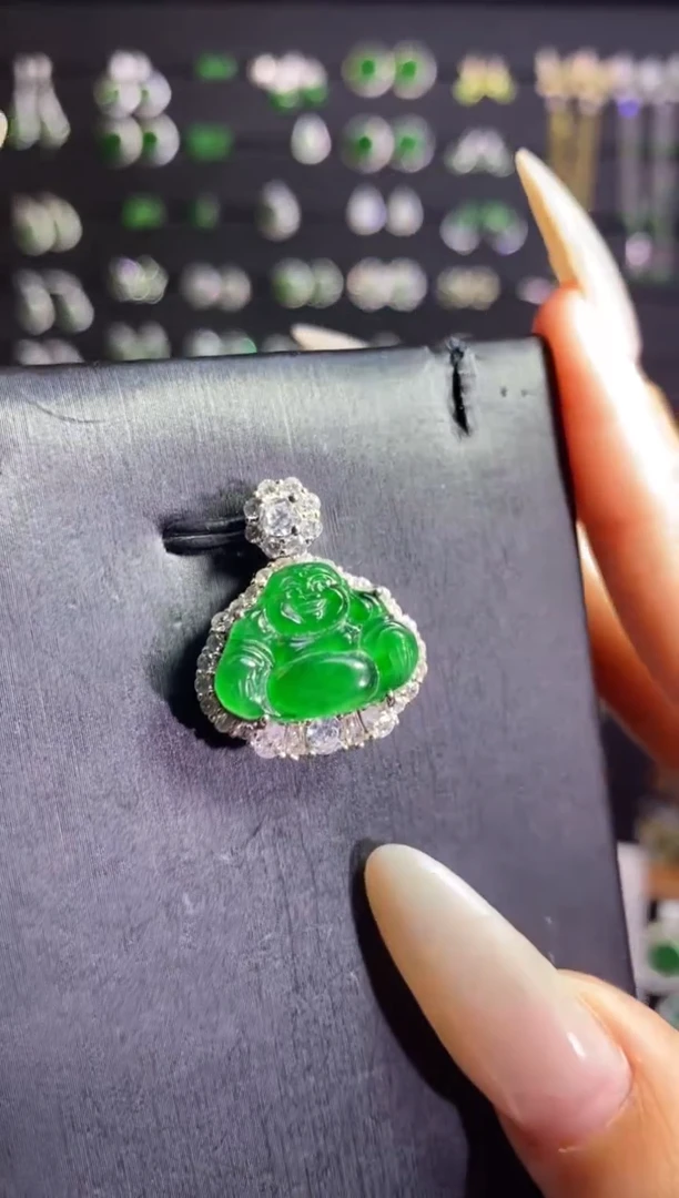 吊坠(不含链)银S925镶嵌翡翠往**风佛公吊坠