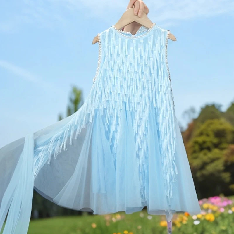 LS250187 女童法式风仙女无袖公主裙连衣裙