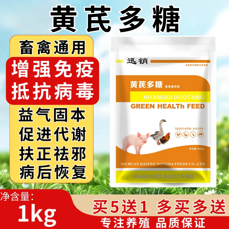 黄兽用芪多糖猪牛羊鸡鸭鹅抗病毒增免疫促生长抗应激饲料添加剂