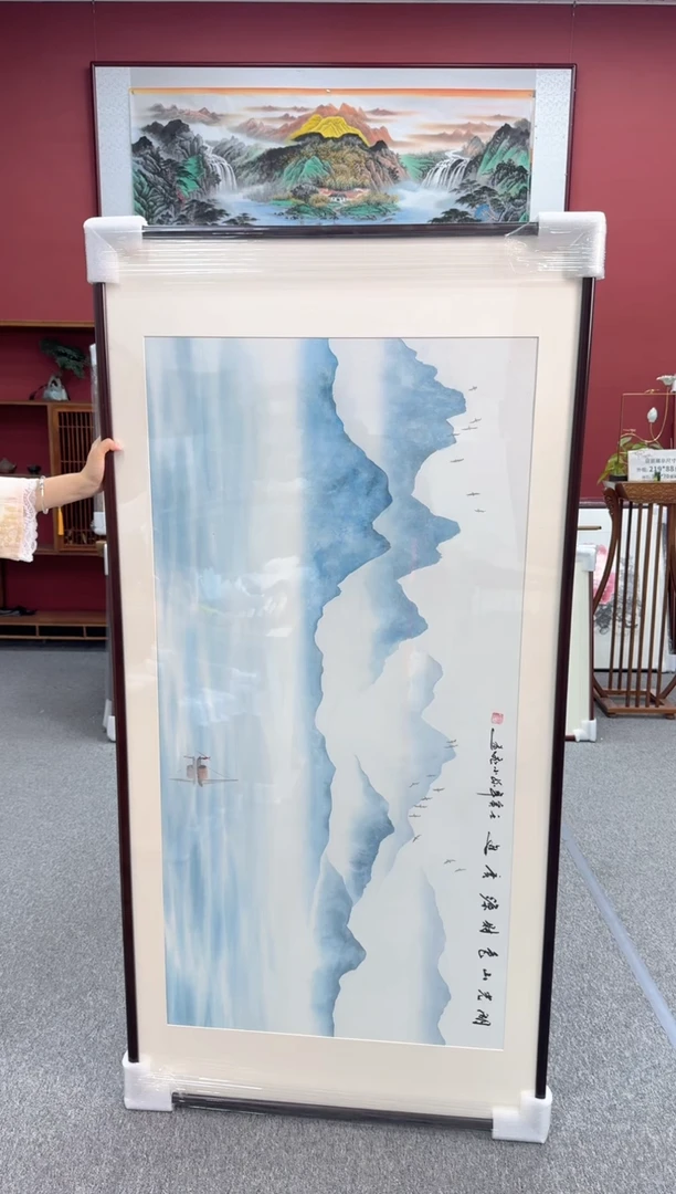 国画手绘 湖光山色 172*85