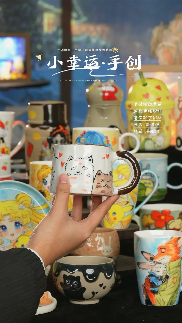 【闪购商品】小幸运纯手工手绘陶瓷