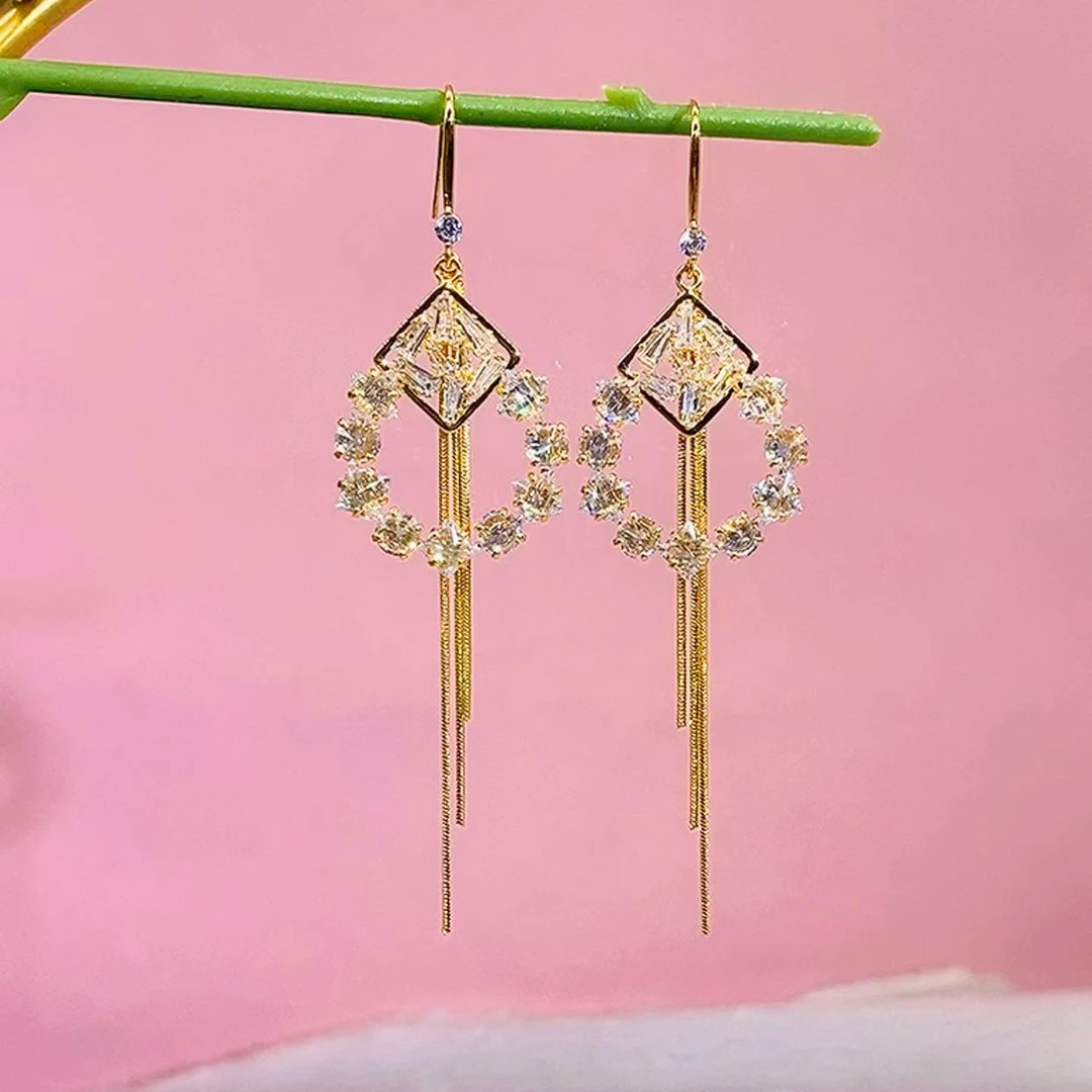 铜合金锆石耳饰 （415号）925银一生相随气质女神时尚百搭设计耳饰