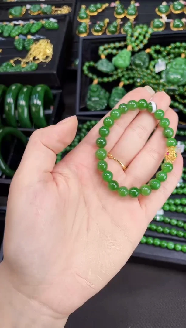 【闪购商品】和田玉深层次18K金镶嵌8MM 多样性发一Z