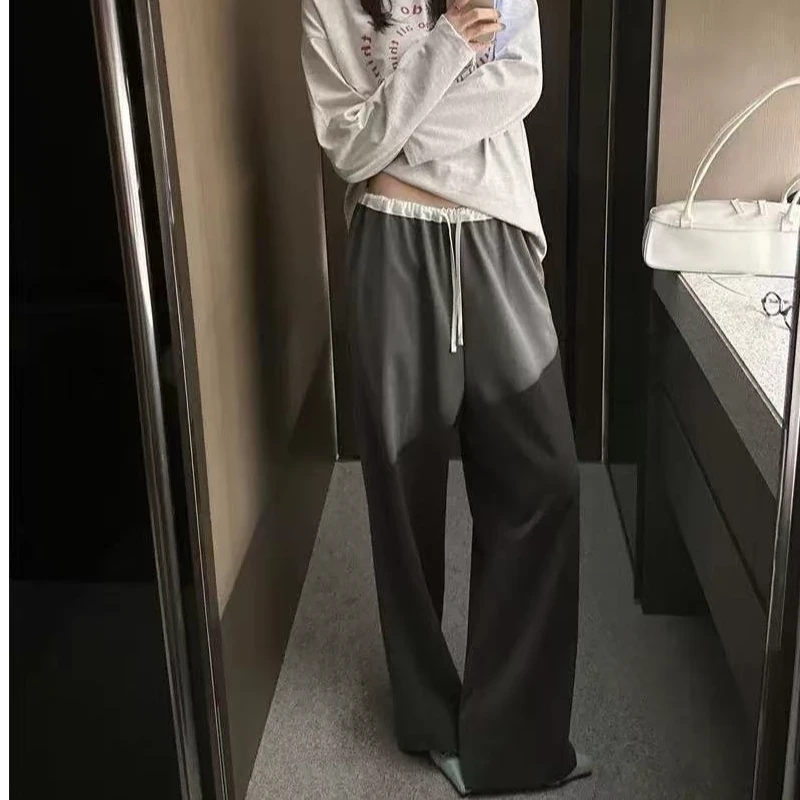 东大门正品 腰头拼接西装阔腿裤