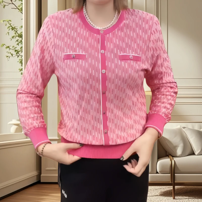 2025年秋冬新款莱赛尔天丝妈妈装洋气通勤遮肉百搭长袖针织衫女