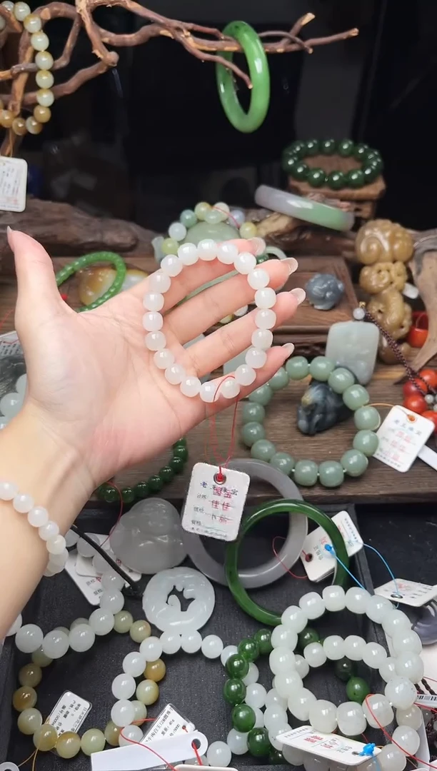 和田玉未镶嵌手串卡10新疆黑山 老型9012849