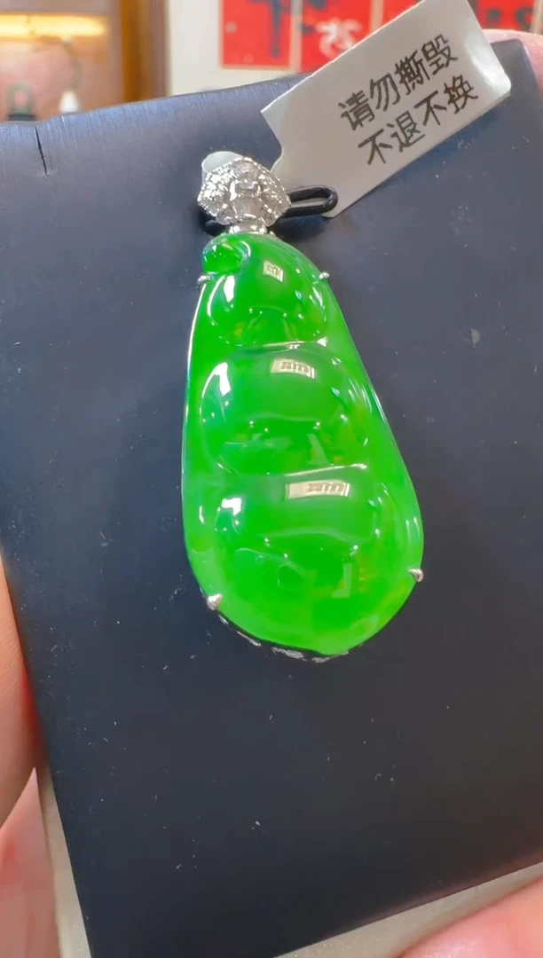 吊坠(赠链)18K金镶嵌翡翠天然A货翡翠