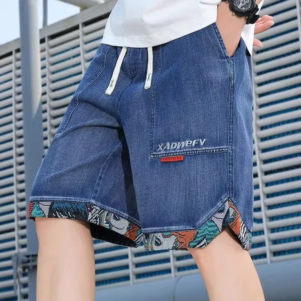 狄佛蒙特欧洲站夏季牛仔短裤男士时尚潮牌宽松休闲百搭牛仔短裤