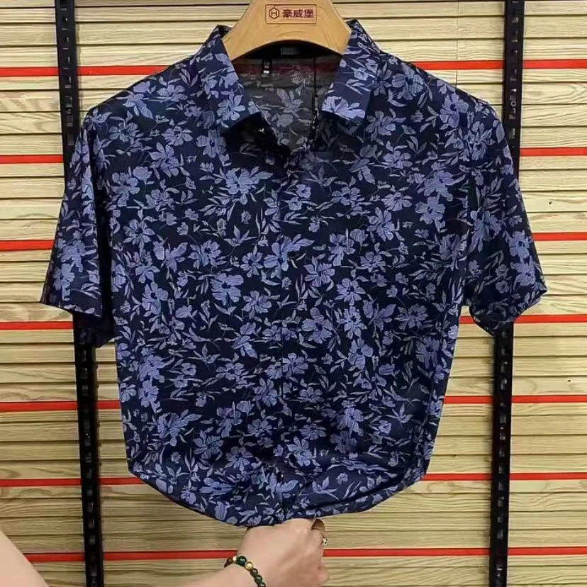 新款高品质男士翻领休闲衬衫短袖