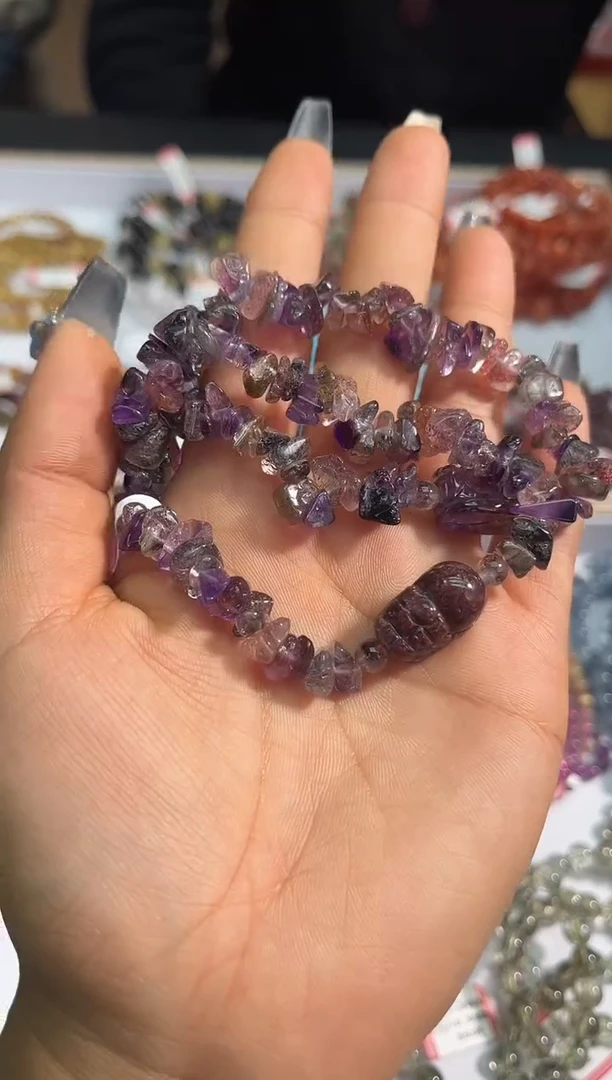 【闪购商品】水晶手链未镶嵌106多样性发其一黑加仑碎石