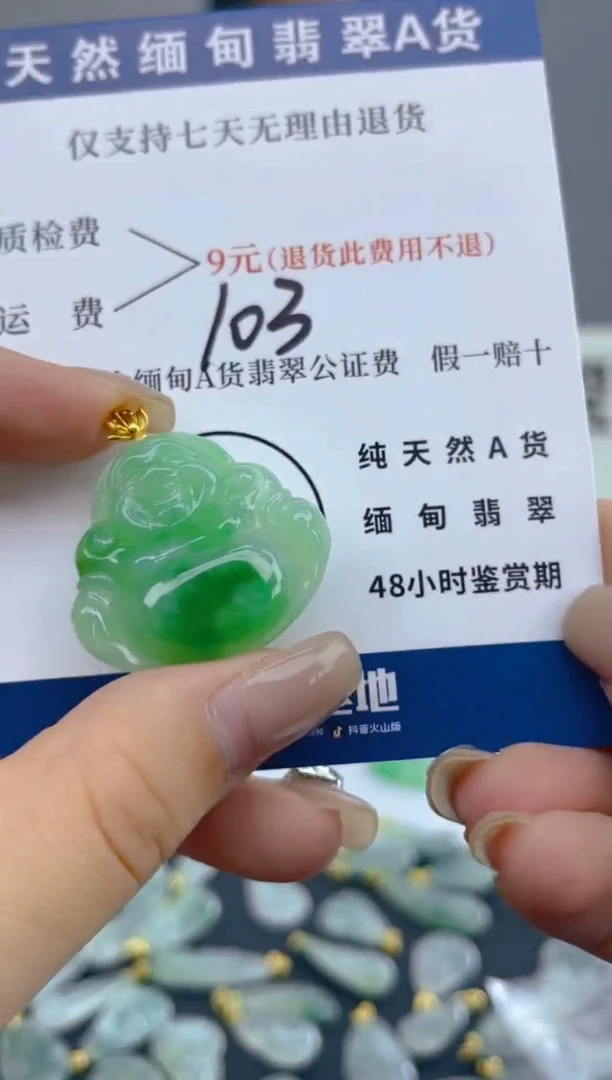 颈饰18K金镶嵌翡翠天然A货翡翠