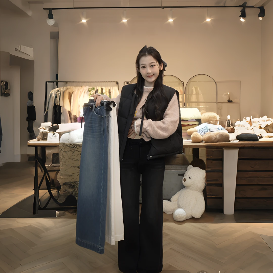 【闵笑一】锁温裤 加绒高腰直筒小个子休闲裤女百搭长裤显瘦