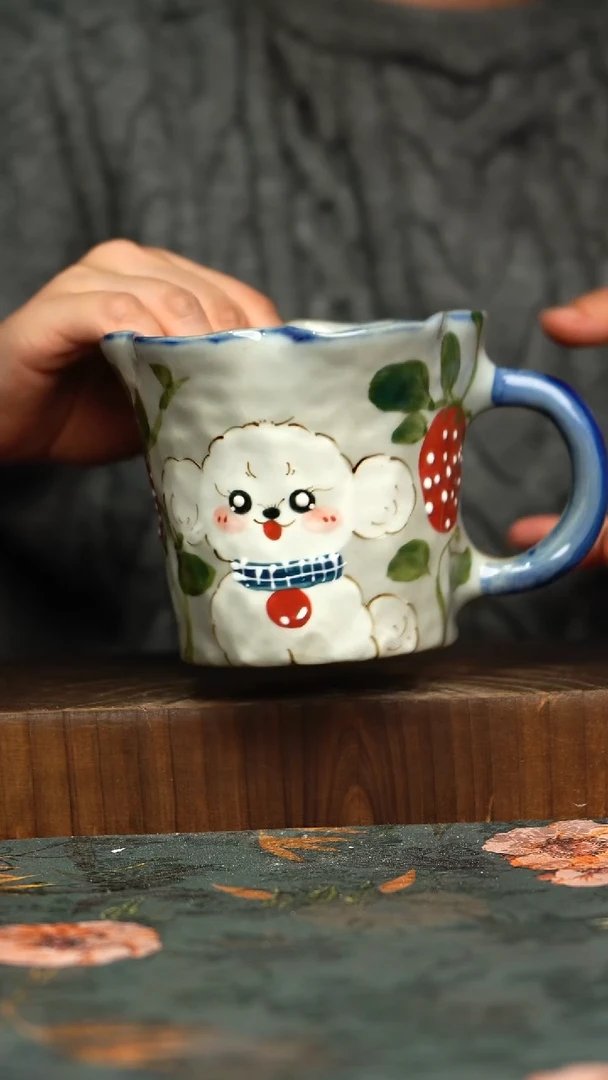 杯釉下彩手工手绘同款陶器