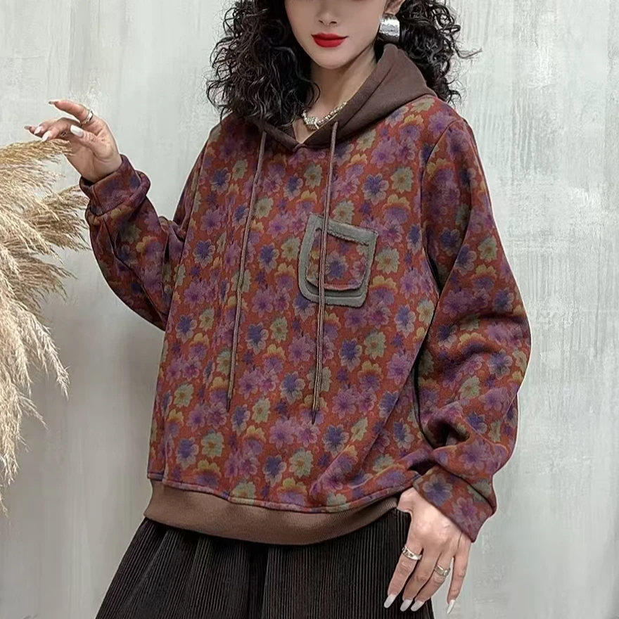 16389新款秋冬加绒休闲减龄显瘦女士卫衣