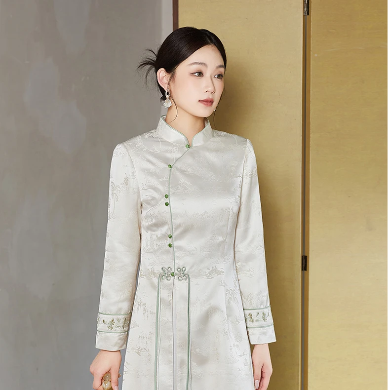 F900旗袍唐装上衣女高端中国风女装汉服素衣中式改良禅意茶服秋冬