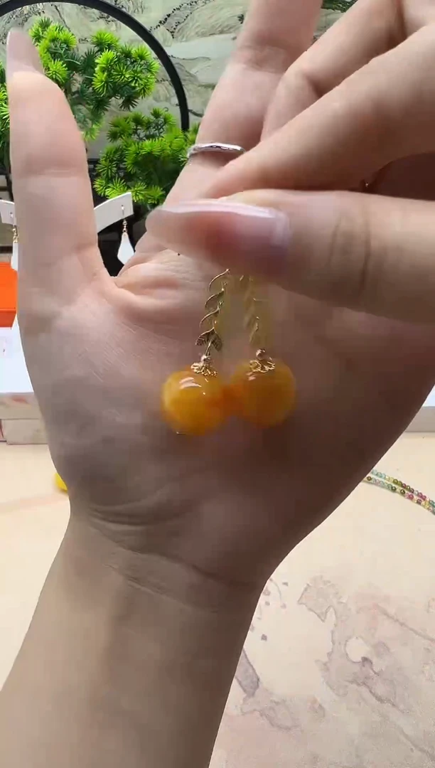 蜜蜡未镶嵌耳饰42