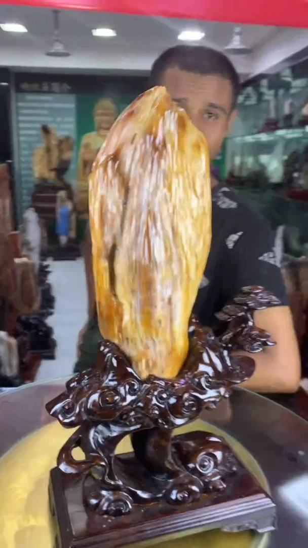 缅甸天然树化玉摆件