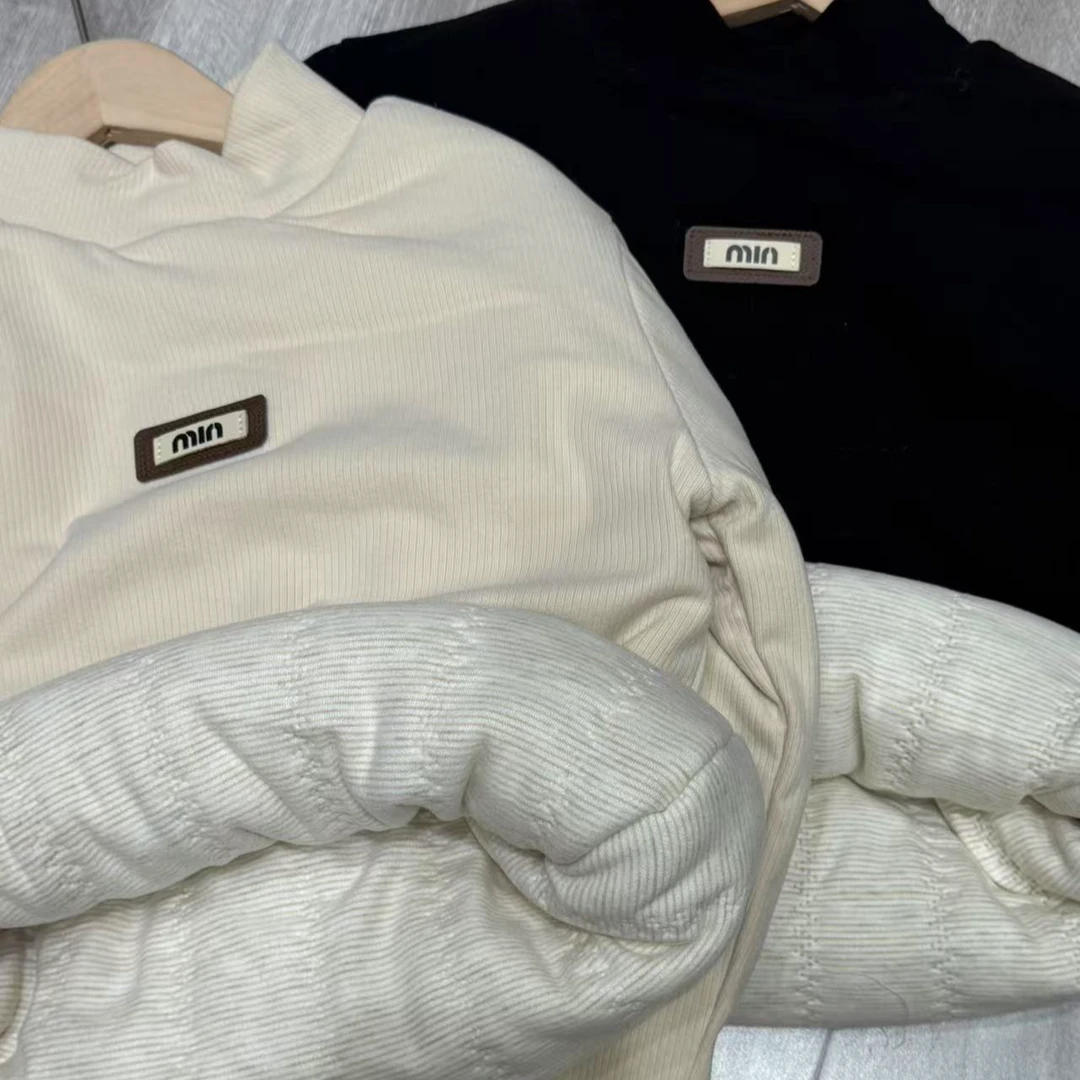 菁菁果横标加厚加棉打底衫男女同款中大童冬季新款