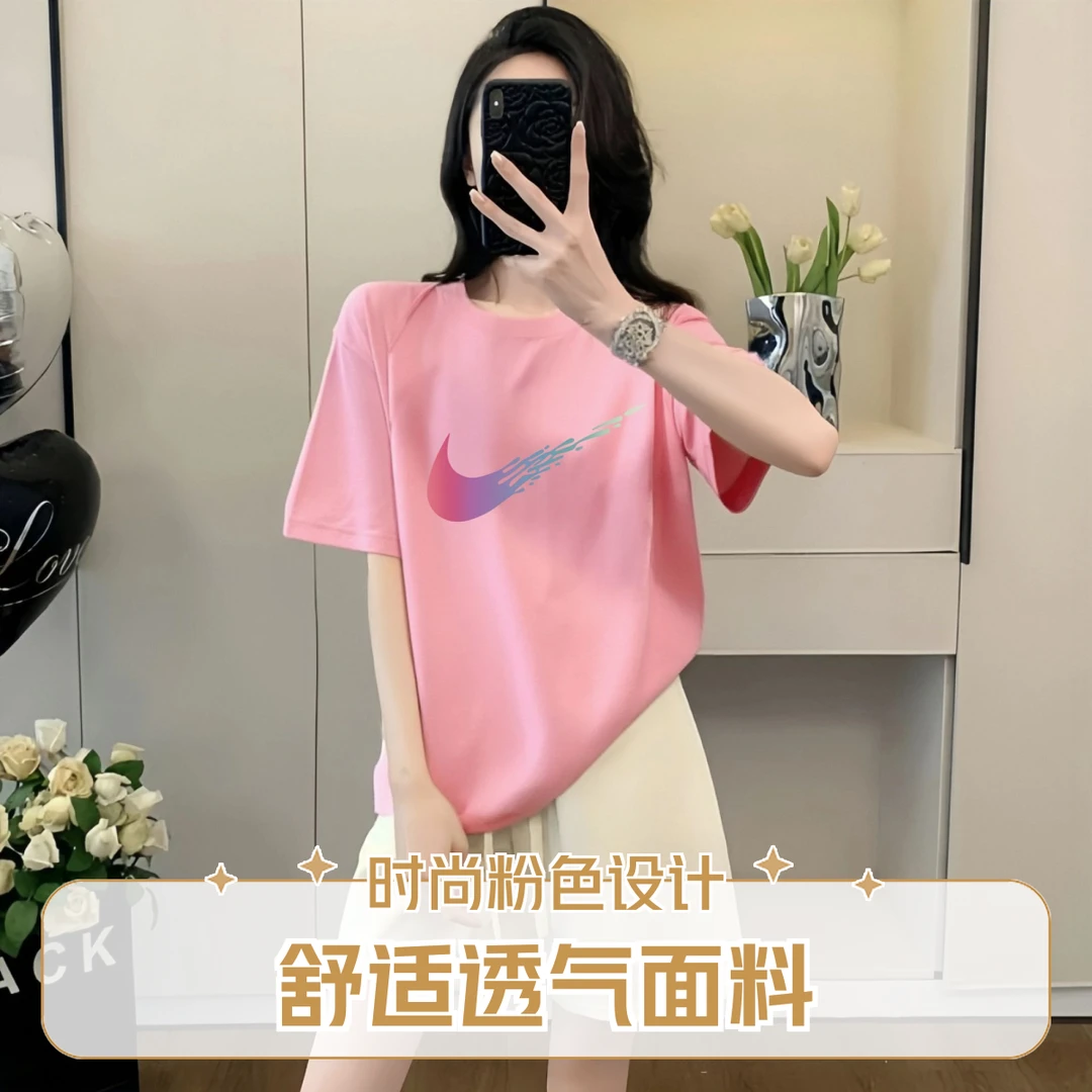 正品奥莱休闲运动套装女2025新夏季中学生休闲运动纯棉短袖两件套