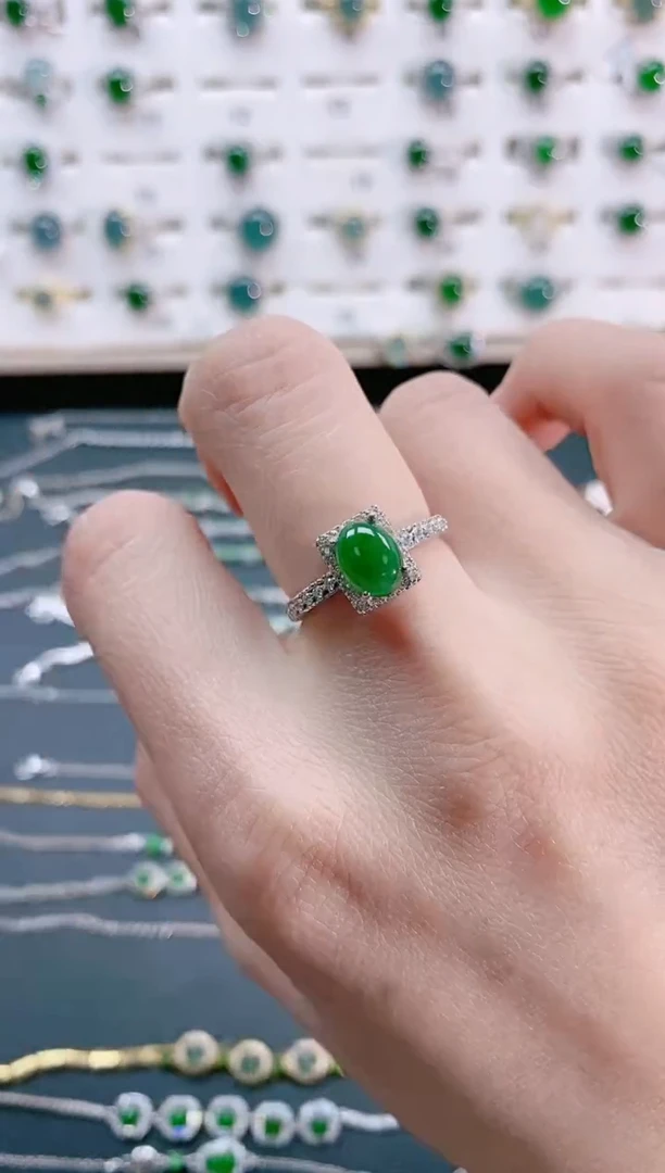 【闪购商品】翡翠戒指银S925镶嵌天然翡翠