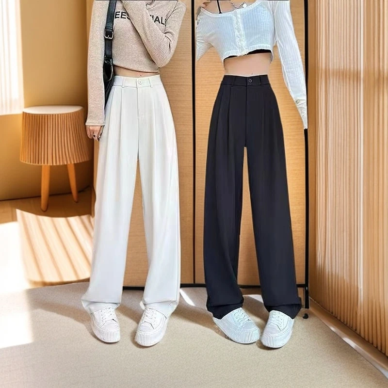 显瘦小个子高腰休闲百搭夏季宽松垂感裤子23127