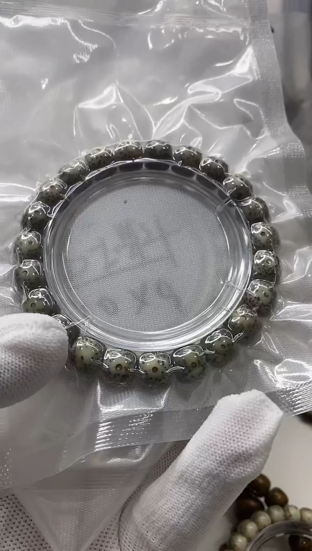 星月菩提手串121 原生态石玉料青花瓷10*9mm