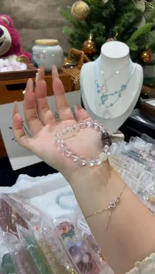 水晶手串未镶嵌孤品捡漏均匀瑕疵介意勿拍