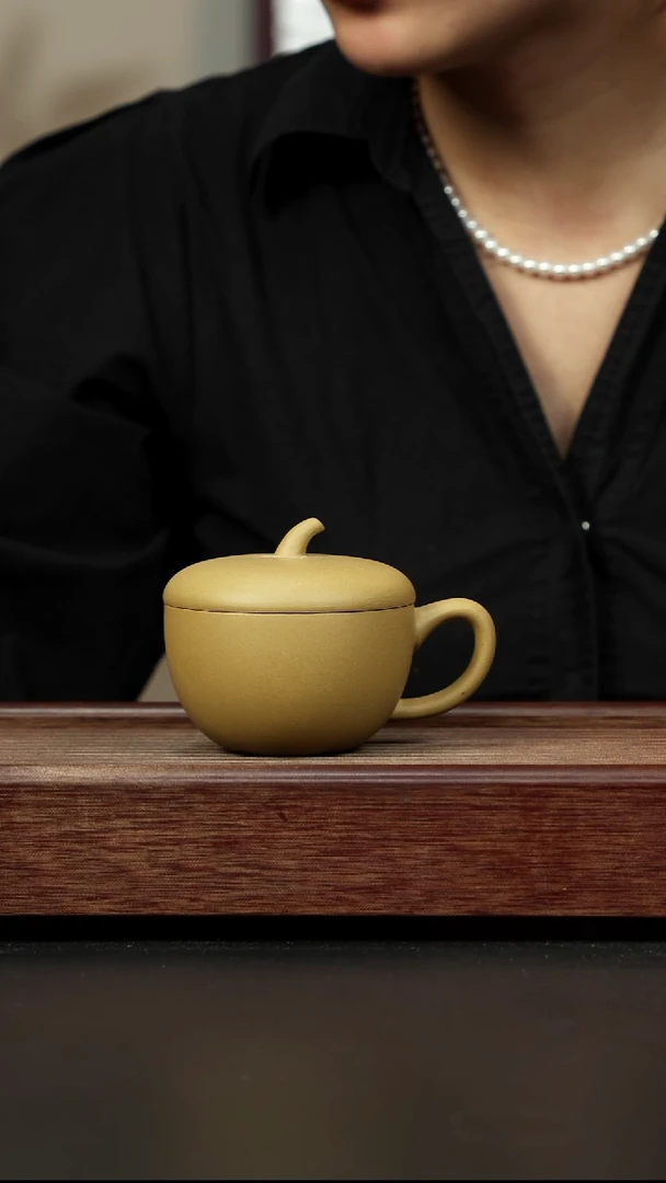 紫砂茶壶黄金段 苹果盖杯