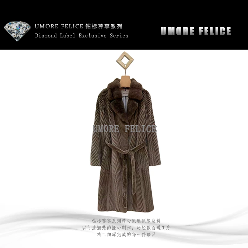 UMORE FELICE华斯皮草【晨粉专享价】丹麦进口长款天鹅绒水貂服装