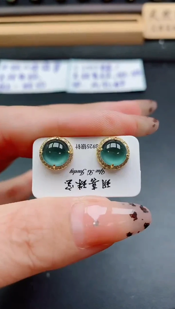 银S925镶嵌戒指翡翠1