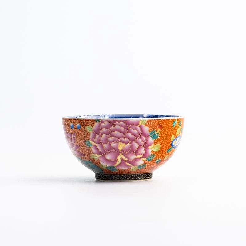 珐琅彩青花茶杯家用