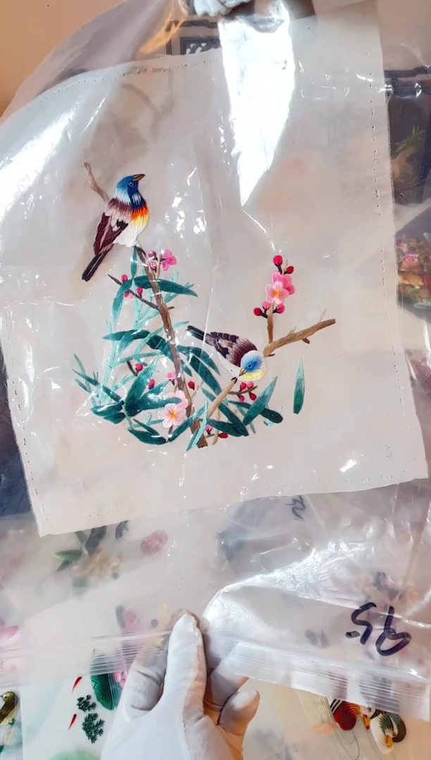 织绣纯手工苏绣双面绣绣布95