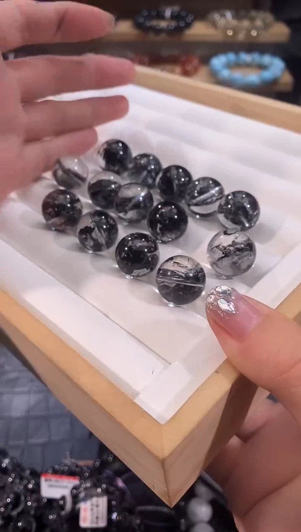 水晶手链未镶嵌黑闪灵单珠16mm多样性发一