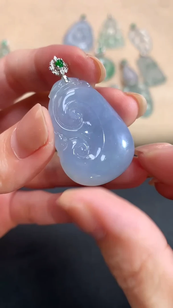 翡翠18K金镶嵌吊坠(不含链)如意|2500+0