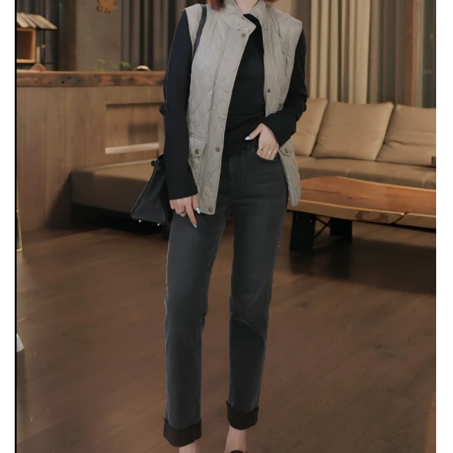 秋冬加绒显瘦烟管牛仔裤直筒裤QB025-TFJ314154