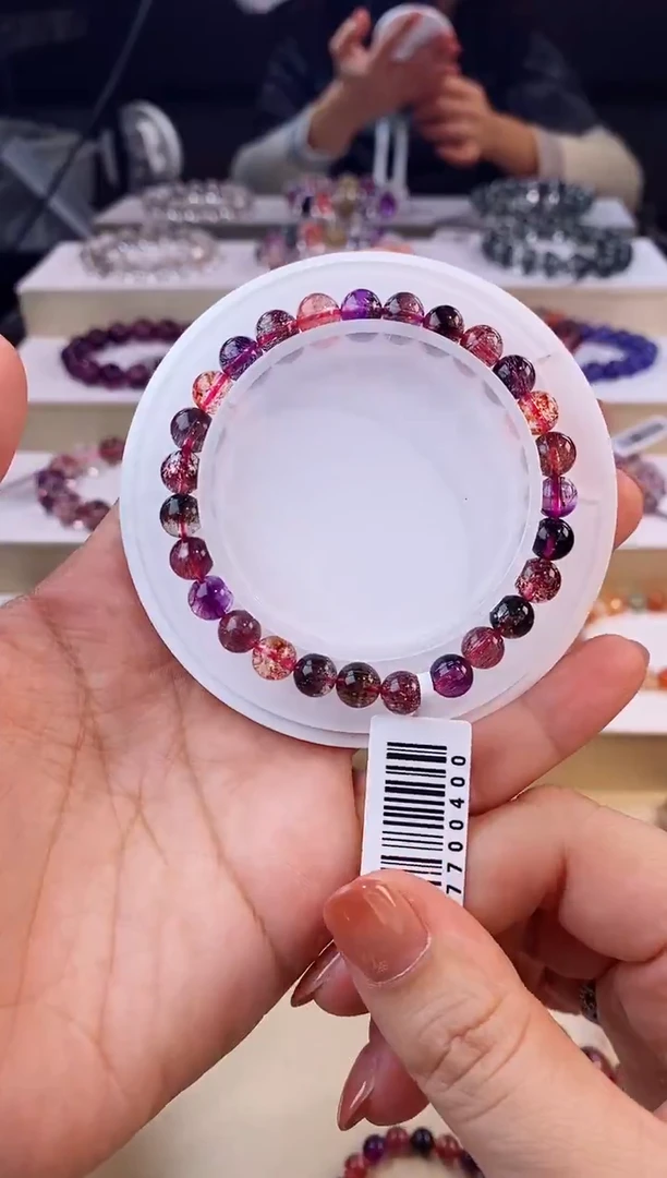 未镶嵌手链水晶黑加仑超七单圈6m+