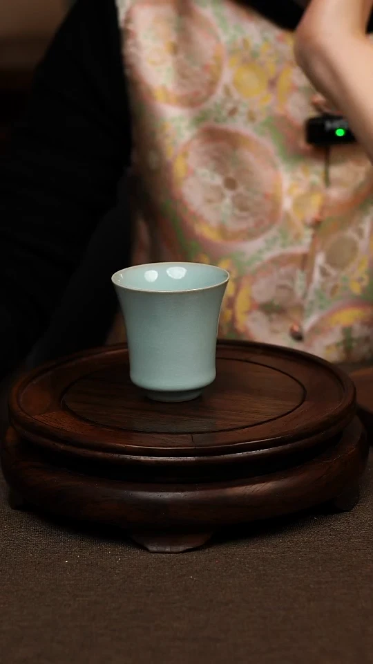 瓷片天青色闻香杯80ml微瑕不带礼盒