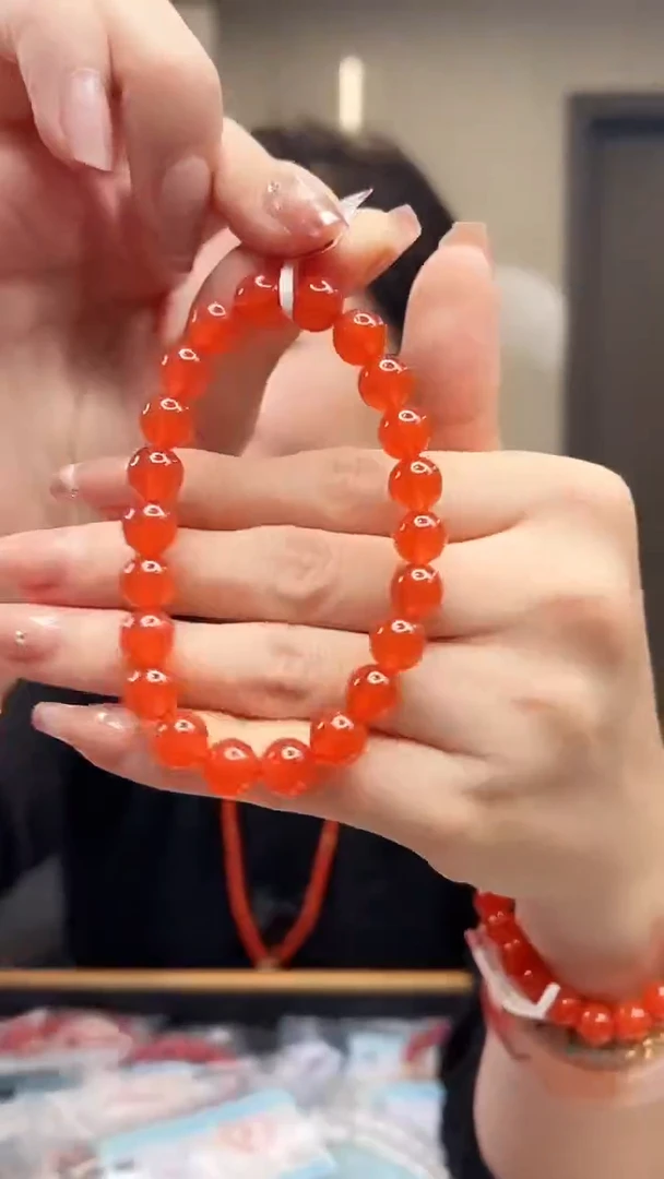 未镶嵌冰红圆珠手串南红玛瑙/8mm+