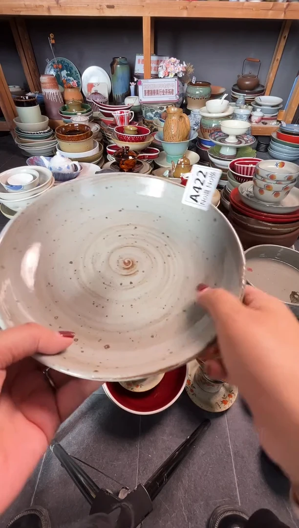 瓷片克***阿a422微瑕灰麻点锅盘
