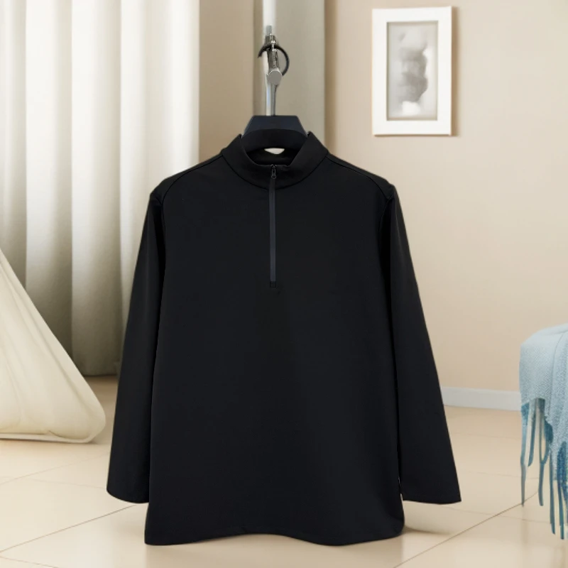 25年早秋高弹棉半拉链打底衣磨毛立领男装半宽松男士时尚百搭卫衣