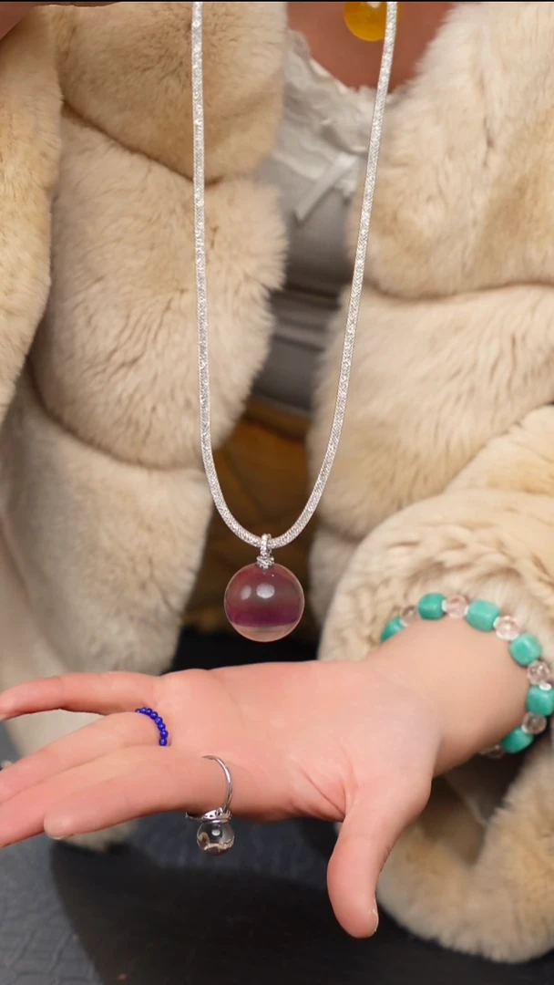 水晶摆件未镶嵌天然拉丝紫萤石项链04