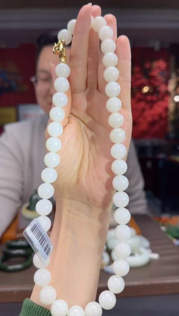 颈饰未镶嵌和田玉白玉妈妈链卡12