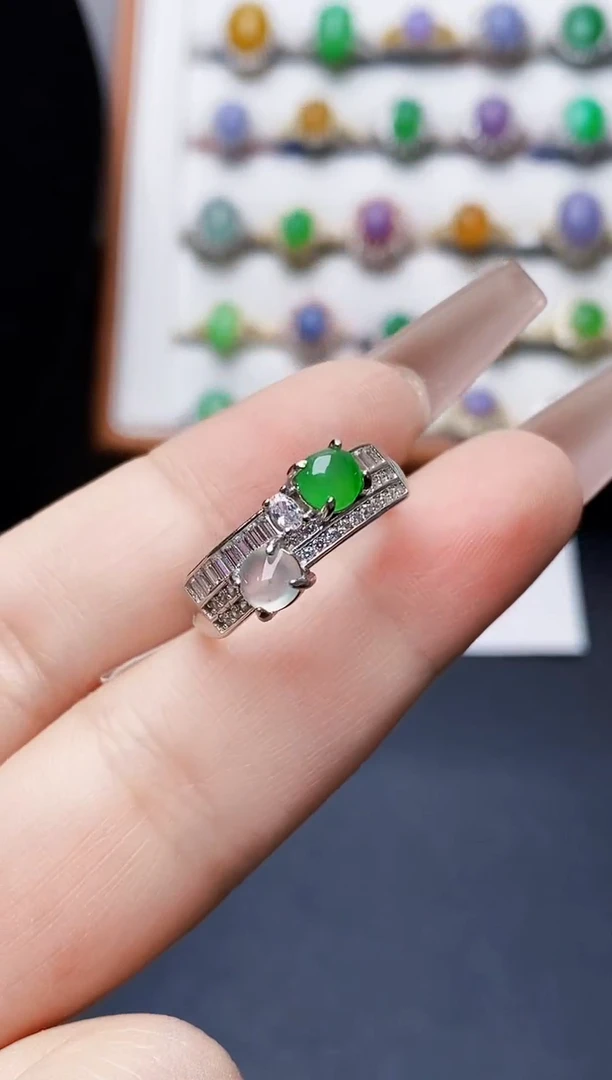 银S925镶嵌戒指翡翠0162