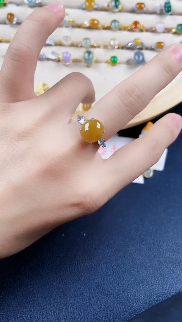 翡翠戒指银S925镶嵌54698