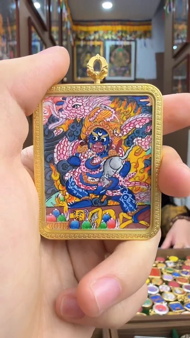 吊坠黑财神-热贡纯手绘唐卡