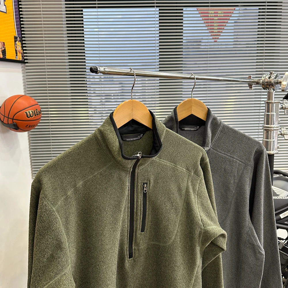 速热暖绒！经典款半拉链男士双面料长袖打底衫卫衣外套立领纯色T恤